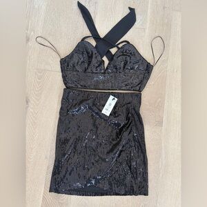 Dynamite black sequin set! Bralette and skirt